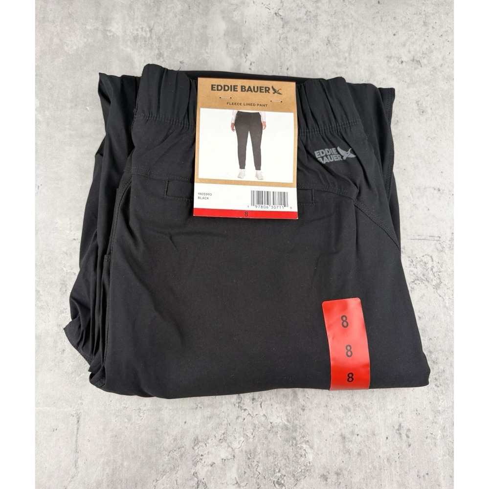 Women's Eddie Bauer Fleece Lined Pant Black Size 8 New With Tags Warm Pants